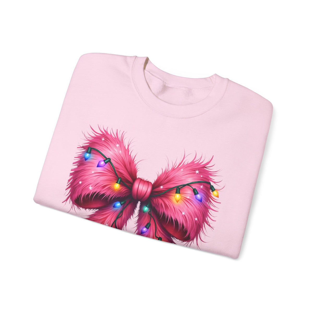 Furry Coquette Bow Christmas Lights Sweatshirt