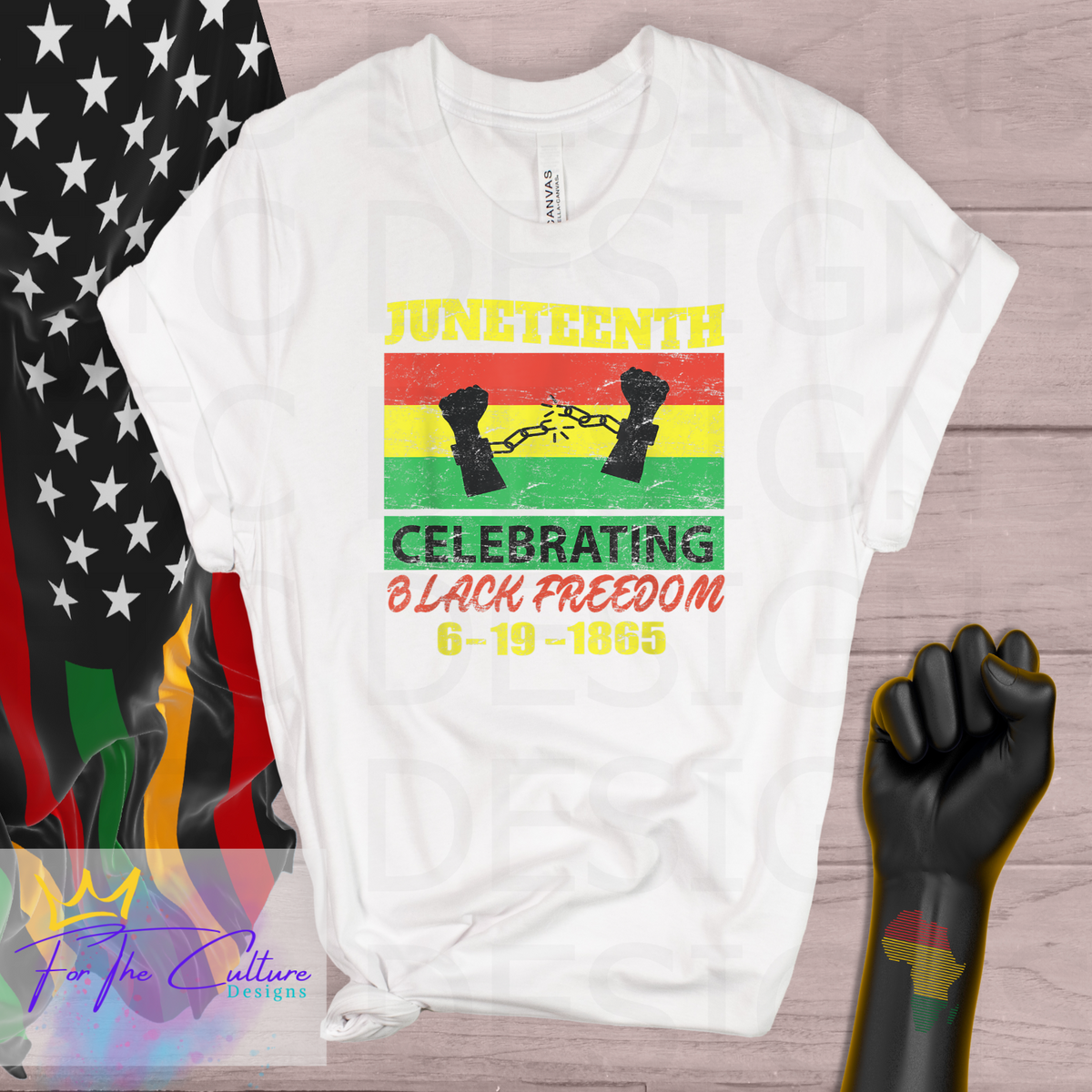 JUNETEENTH -HEART / FLAG / CHAIN BREAKING T-SHIRT