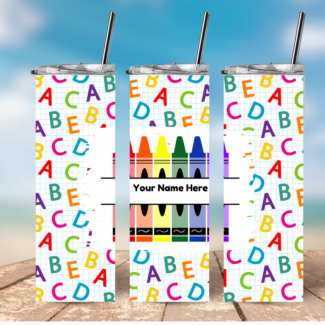 Custom Name- ABCD Crayons Tumbler