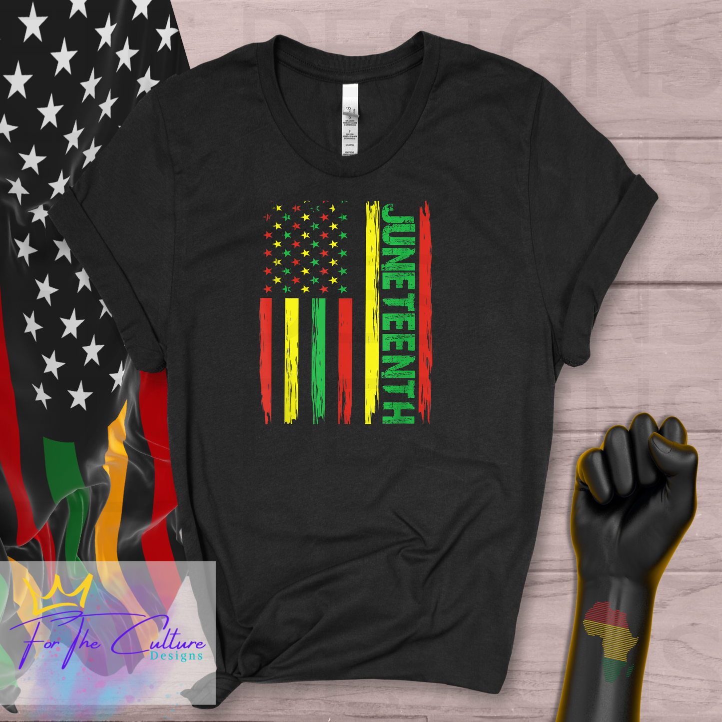 JUNETEENTH -HEART / FLAG / CHAIN BREAKING T-SHIRT